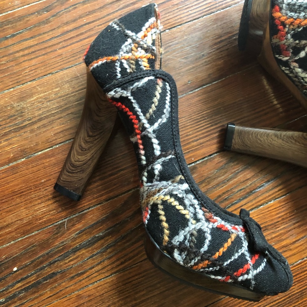 Isabel Toledo Split Toe Multi Colored Platform Kn… - image 1